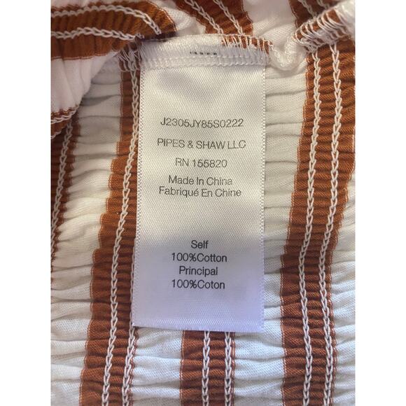 NWT VERONICA BEARD TOP MEDIUM BROWN CAFE STRIPED CROPPED PREPPY RESORT VACATION - Picture 9 of 14